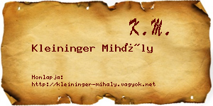 Kleininger Mihály névjegykártya